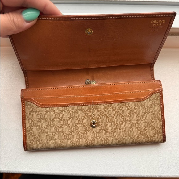 Authentic Celine Brown/Beige Macadam Gamaguchi PVC Leather Wallet - Picture 7 of 15